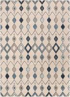 Bohemian Vintage Tribal Diamond Blue Soft Area Rug