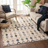 Bohemian Vintage Tribal Diamond Blue Soft Area Rug