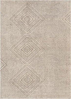 Tribal Moroccan Diamond Beige Distressed High-Low Soft Area Rug