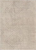 Tribal Moroccan Diamond Beige Distressed High-Low Soft Area Rug