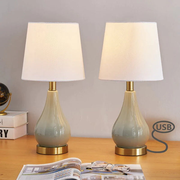 Maxax 17.5" Table Lamp Set with USB (Set of 2)
