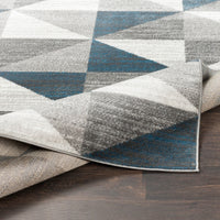 Geometric Blue Gray Area Rug