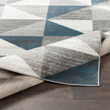 Geometric Blue Gray Area Rug