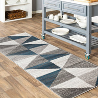 Geometric Blue Gray Area Rug