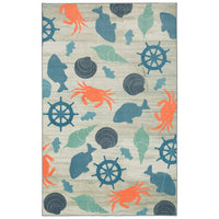 Mohawk Home Coastal Otomi Soft Area Rug Blue/Orange/Grey