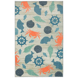 Mohawk Home Coastal Otomi Soft Area Rug Blue/Orange/Grey