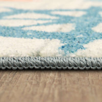Mohawk Home Coastal Otomi Soft Area Rug Blue/Orange/Grey