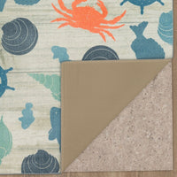 Mohawk Home Coastal Otomi Soft Area Rug Blue/Orange/Grey