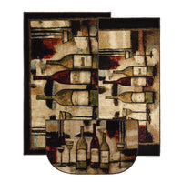 Home New Wave Wine and Glasses Kitchen Mat Accent Rugs
