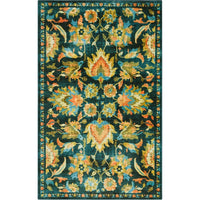 Home Pallava Floral Ornamental Area Rug  Denim