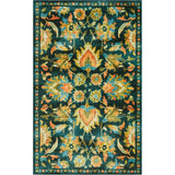 Home Pallava Floral Ornamental Area Rug  Denim