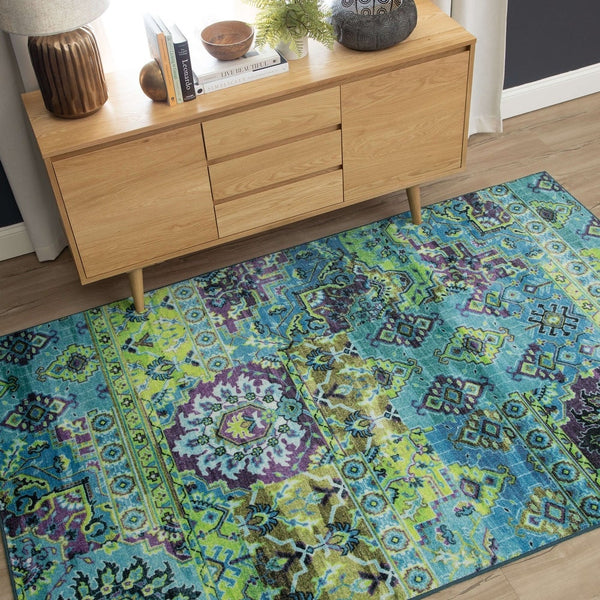 Home Plano Boho Geometric Area Rug Lime Green Discounted Rugs