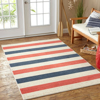 Home Sailor Stripe Soft Area Rug Red/Navy