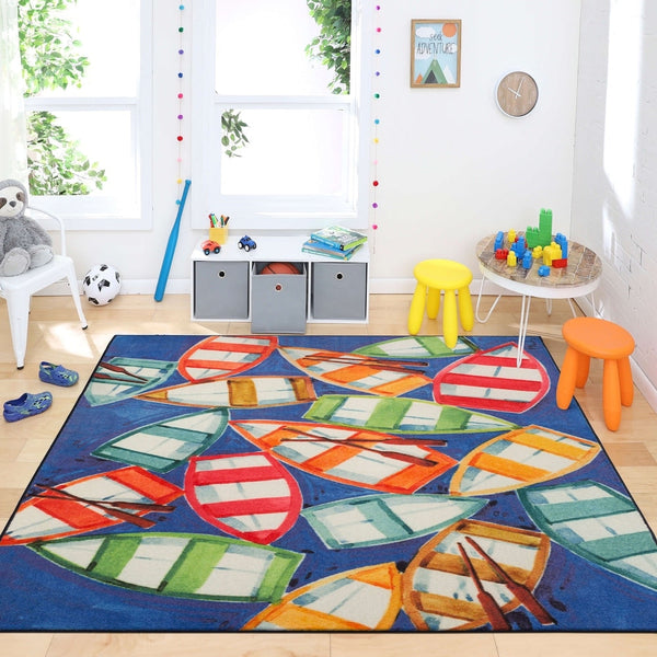 Home Rowboat Rendezvous Soft Area Rug  Blue/Green/Red
