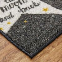 Home To The Moon Kids Soft Area Rug Black/White/Yellow