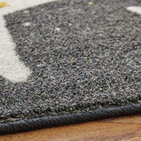 Home To The Moon Kids Soft Area Rug Black/White/Yellow