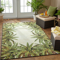 Home Tropical Verde Palm Border Soft Area Rug