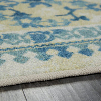 Home Bordered Floral Rocco Soft Pink/Green, Tan and Grey/Blue Area Rug