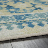 Home Bordered Floral Rocco Soft Pink/Green, Tan and Grey/Blue Area Rug