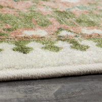 Home Bordered Floral Rocco Soft Pink/Green, Tan and Grey/Blue Area Rug