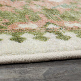 Home Bordered Floral Rocco Soft Pink/Green, Tan and Grey/Blue Area Rug