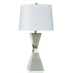 Morris Grey Table Lamp - Geometric Base With Bronze Accents