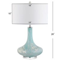 Olivia 29" Glass/Acrylic LED Table Lamp, Ice Blue