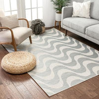 Modern Abstract Blue Flatweave Soft Area Rug