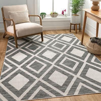 Modern Bold Flatweave Grey Soft Area Rug