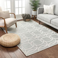 Modern Geometric Flatweave Blue Soft Area Rug