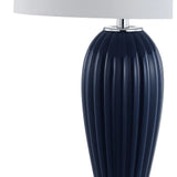 Pearl 32.5" Glass/Crystal LED Table Lamp, Navy