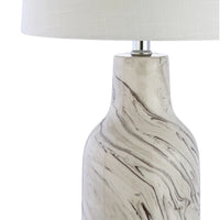 Penelope 23" Ceramic LED Table Lamp, Gray/White by JONATHAN Y