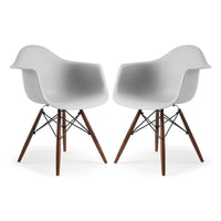 Edgemod Vortex Walnut Wood Leg Dining Arm Chairs (Set of 2)