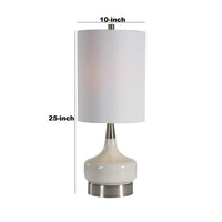 Pot Bellied Shape Glass Table Lamp with 3 Way Switch, White