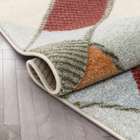 Modern Geometric Diamond Shapes Multi Distressed High-Low Soft Area Rug