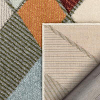 Modern Geometric Diamond Shapes Multi Distressed High-Low Soft Area Rug