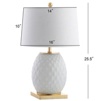 Ronald 25.5" LED Glass/Metal Table Lamp, White/Gold Leaf
