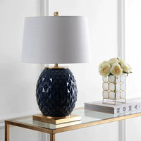 Ronald 25.5" LED Glass/Metal Table Lamp, White/Gold Leaf
