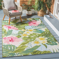 Barbados Zalja Tropical Indoor/ Outdoor Patio Backyard Soft Rug