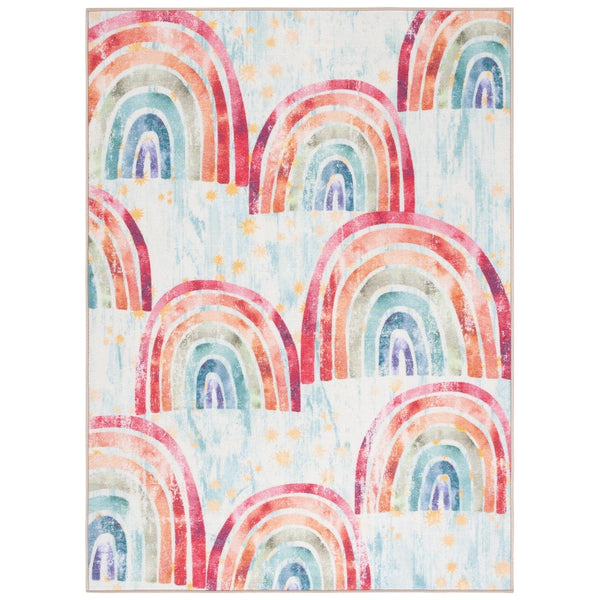 Kids Playhouse Rachida Rainbow Machine Washable Soft Rug