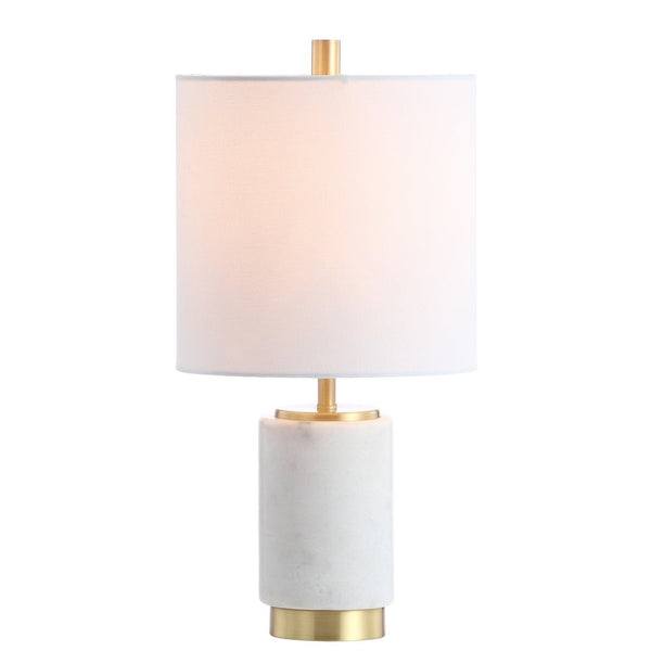 Lighting 16" Davion Table Lamp White Brass Gold - 8"x8"x16"