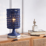 Lighting Knowles Tropical Coastal Boho 16-inch Table Lamp with USB - 8 in. W x 8 in. D x 16 in. H