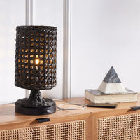 Lighting Knowles Tropical Coastal Boho 16-inch Table Lamp with USB - 8 in. W x 8 in. D x 16 in. H