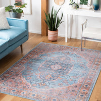 Serapi Steffie Medallion Distressed Machine Washable Soft Rug