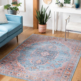 Serapi Steffie Medallion Distressed Machine Washable Soft Rug