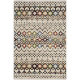 Modern Moroccan Pattern Ivory Multi-Color Area Rug