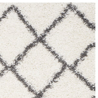 Luxurious Ivory and Dark Grey/Gray Area Rug Shags