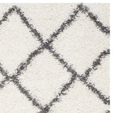 Luxurious Ivory and Dark Grey/Gray Area Rug Shags