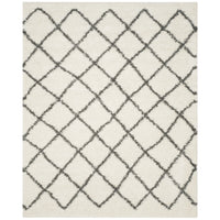 Luxurious Ivory and Dark Grey/Gray Area Rug Shags