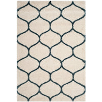 Moroccan Pattern Ivory Slate Blue Plush Area Rug